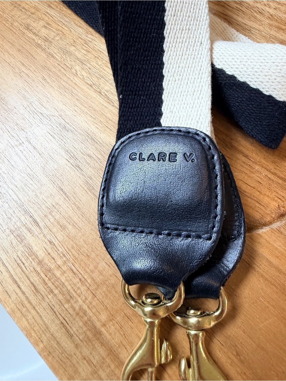 Clare V Long Crossbody Strap - Black & White - Picture 2 of 3